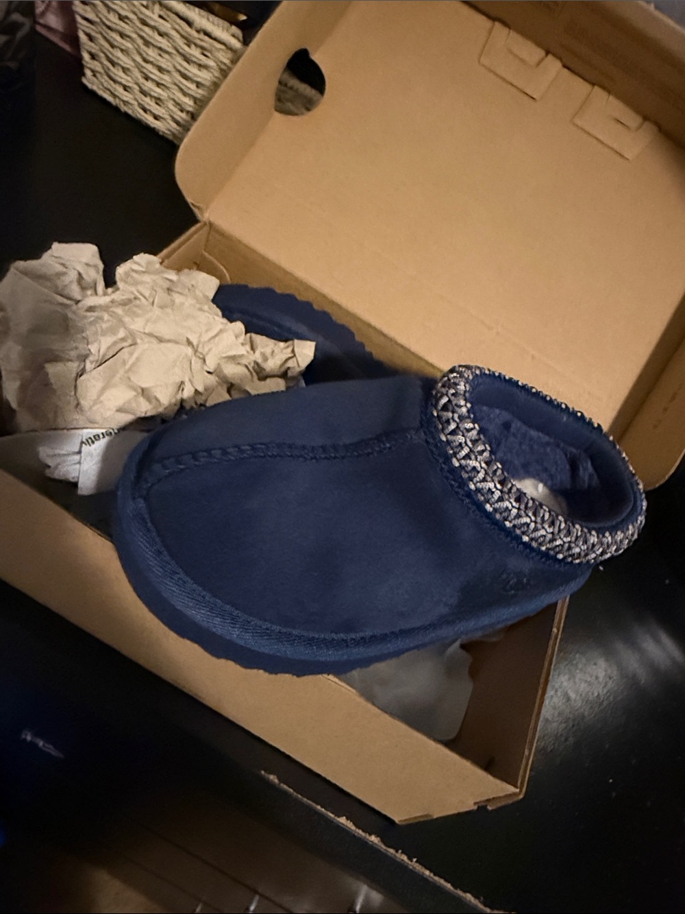 Kids Navy Cozy Slip-On Shoe with Knit Collar